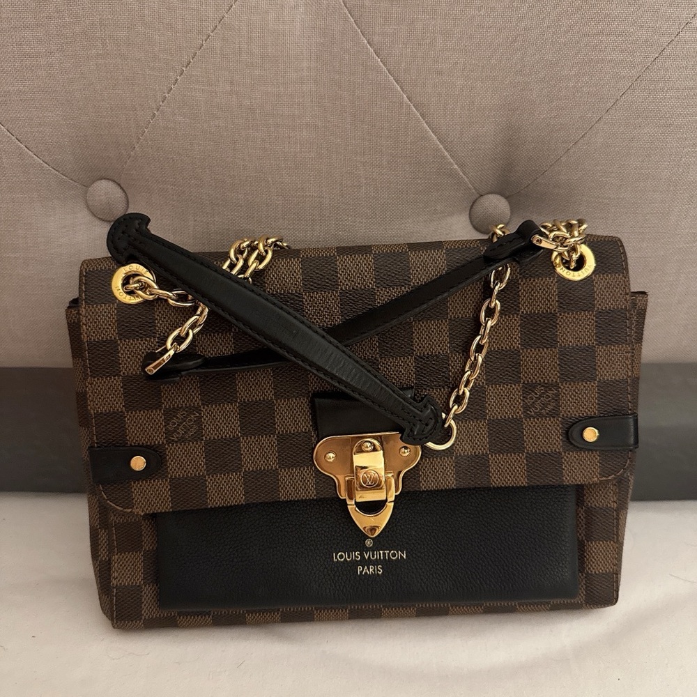 Louis Vuitton Brown and Black Crossbody Bag with Gold Hardware